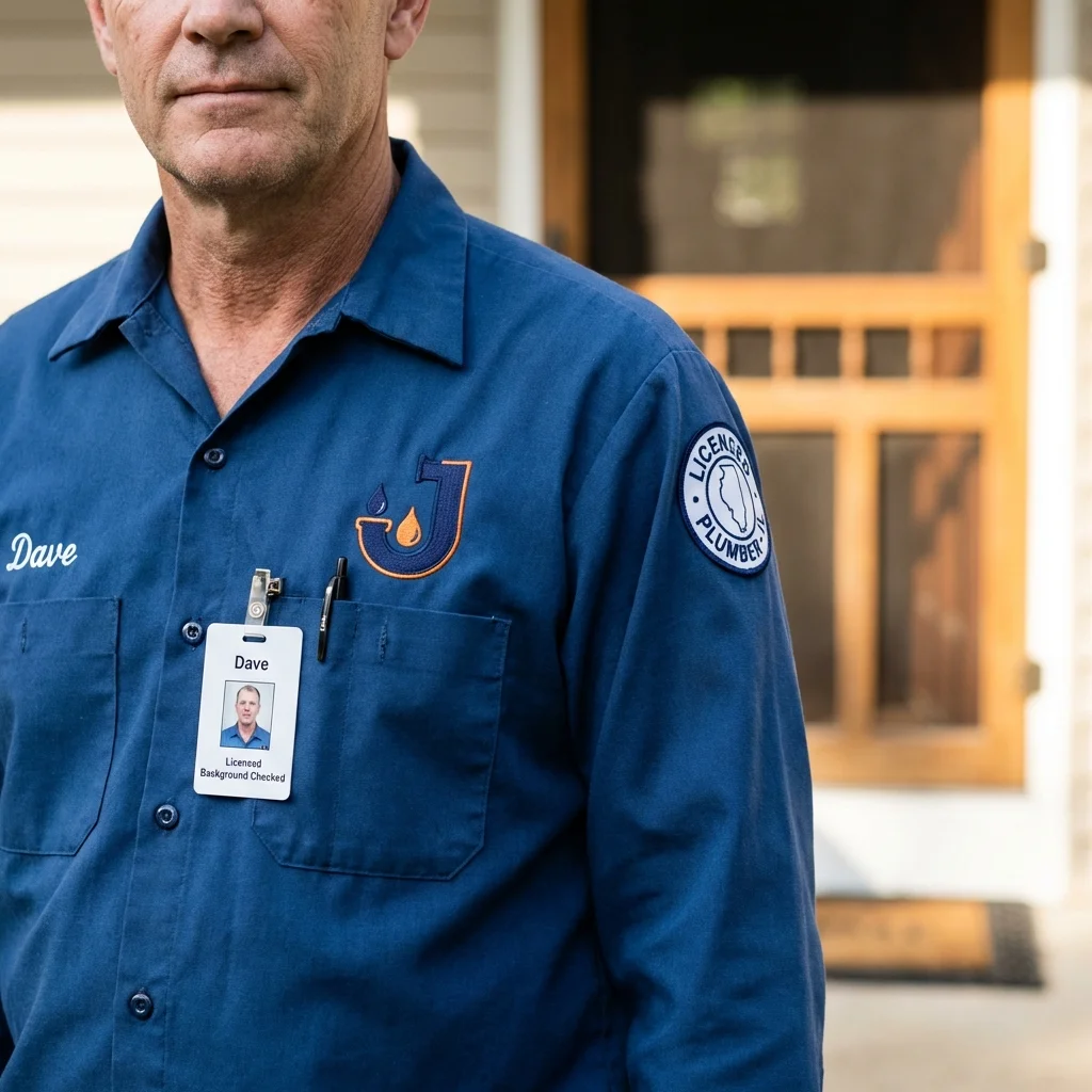Licensed plumber showing ID badge in Meadville, PA