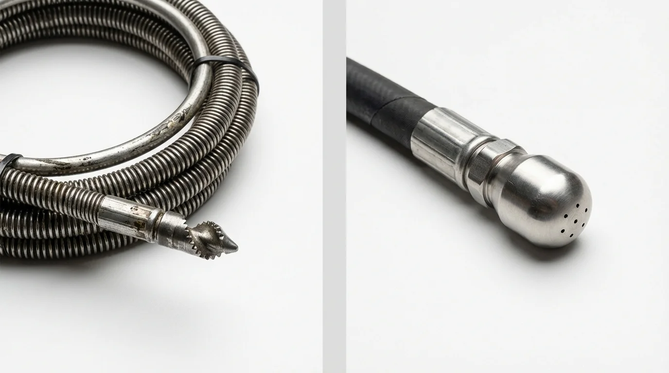 Drain snake cable and hydro jetting nozzle used for drain cleaning in Meadville, PA