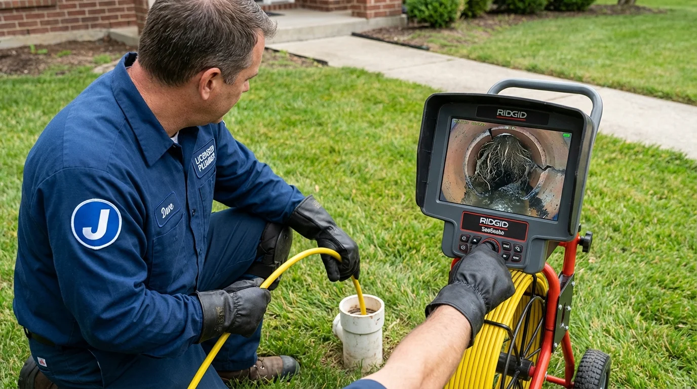 Sewer camera inspection being performed by Johns Plumbing LLC in Meadville