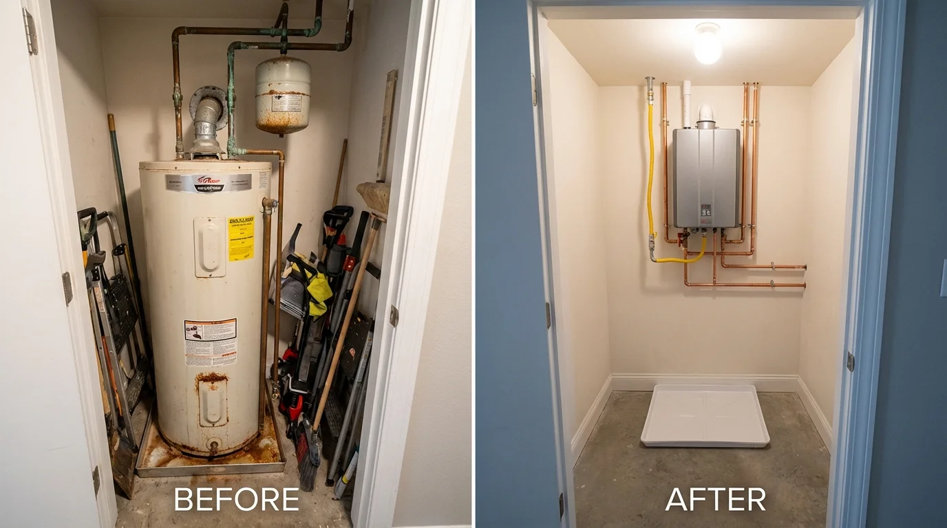 Tank water heater versus wall-mounted tankless unit comparison for Meadville, PA homeowners